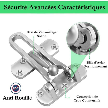 2Pack Security Door Lock Steel Window Guard Lock Entry Door Without Chain Lock Latch For Window Door V1188-MS-227-0930