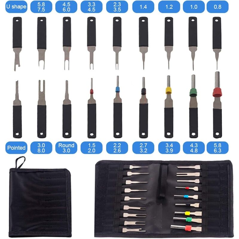 Terminal Extractor - 18 pcs Terminal Removal Tool Kit - High Hardness - No Rust - No Deformation - Car V1188-MS-227-0940