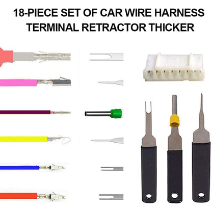 Terminal Extractor - 18 pcs Terminal Removal Tool Kit - High Hardness - No Rust - No Deformation - Car V1188-MS-227-0940