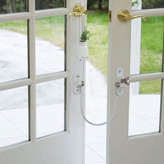 Security Lock Furniture Door Window-2 pcs With Key White Cable Restrictor 190Mm-Baby Child Safety Cable V1188-MS-227-0953