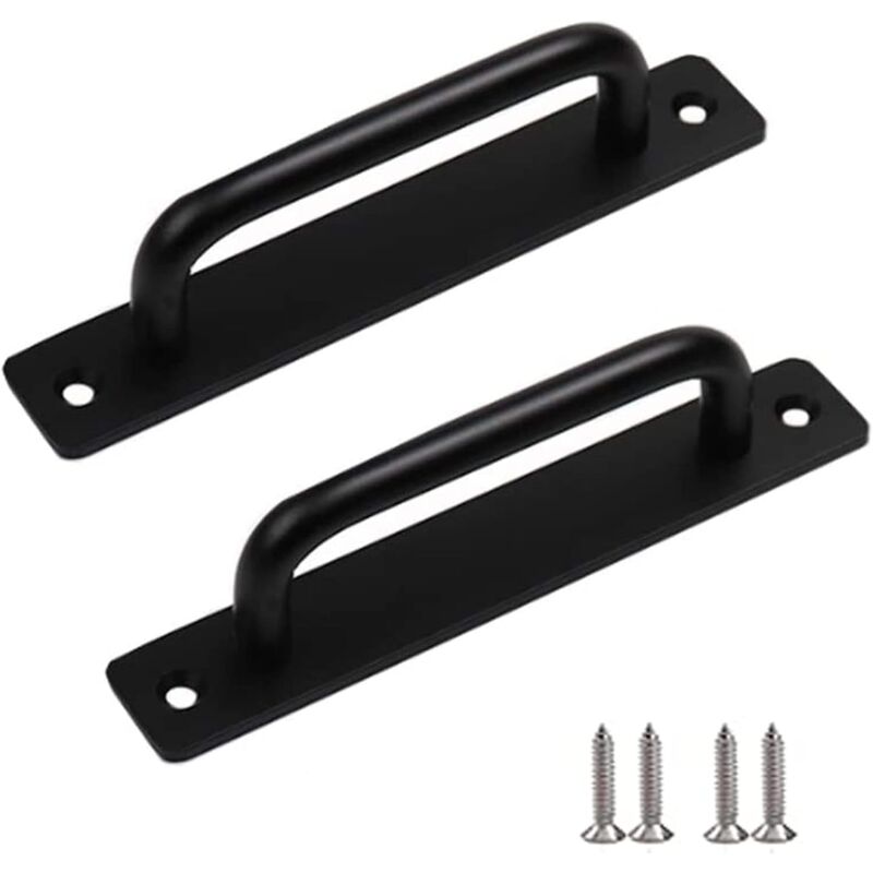2 pcs Heavy Duty Barn Door Handle, Steel Sliding Door Pull Handle, Black Cast Iron Door Handle, Interior V1188-MS-227-0954