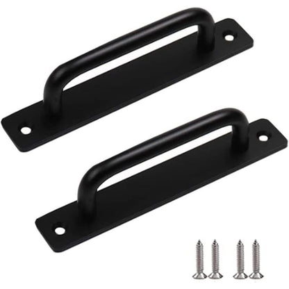 2 pcs Heavy Duty Barn Door Handle, Steel Sliding Door Pull Handle, Black Cast Iron Door Handle, Interior V1188-MS-227-0954