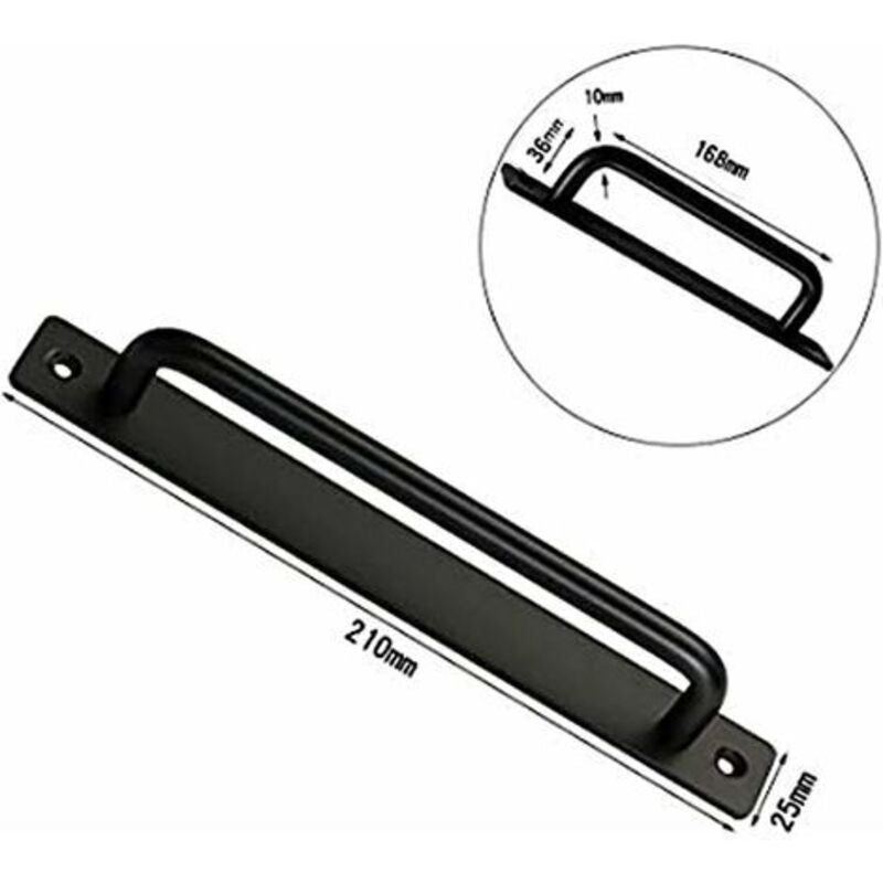 2 pcs Heavy Duty Barn Door Handle, Steel Sliding Door Pull Handle, Black Cast Iron Door Handle, Interior V1188-MS-227-0954