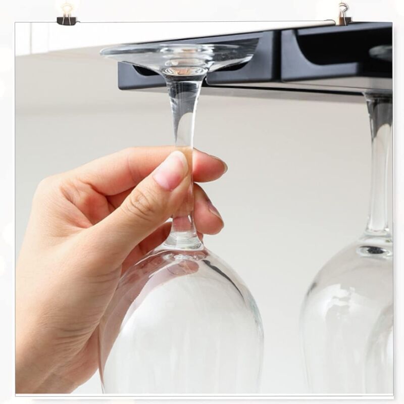 Hanging Wine Glass Holder - No Drilling Required, Large Capacity, Hanging Stemware Rack, For Bar Kitchen, V1188-MS-227-0955
