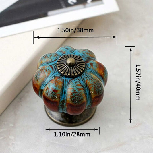 6 pcs Ceramic Glazed Door Handles For Cabinets, Bathrooms, Wardrobes, Drawers (Blue) V1188-MS-227-0959