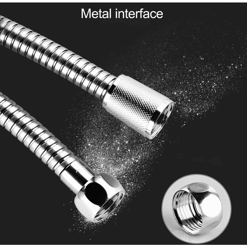 Shower Hose, 2M Stainless Steel Shower Hose, Universal Shower Hose, Universal Threaded Connector (G1/2 Inch) V1188-MS-227-0963