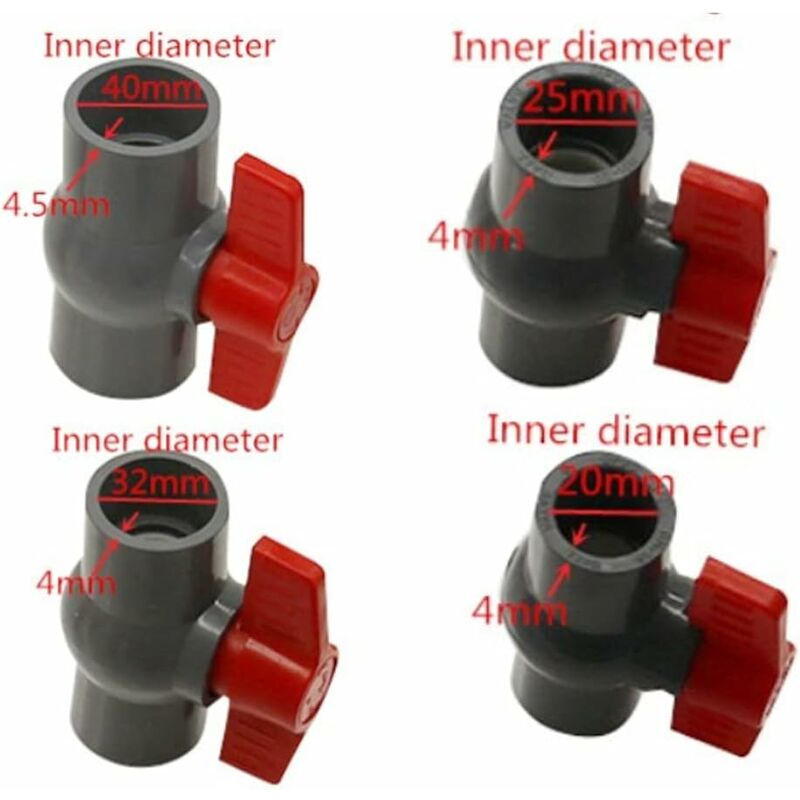 Pvc Ball Valve, U-Pvc Plastic Valve, Flow Control And Cut-Off Straight Joint (20Mm) V1188-MS-227-0966