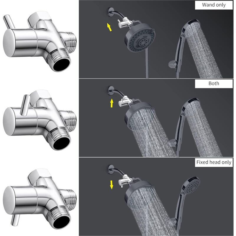 3-Way Valve G1/2", Solid Brass 3-Way Valve, Hand Shower Set, Universal Accessories V1188-MS-227-0979