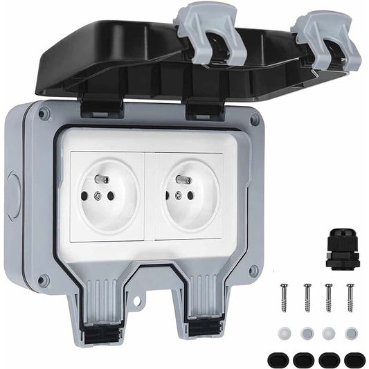 Waterproof Socket Double Outdoor Electrical Socket Ip66 Waterproof Wall Socket 16A V1188-MS-227-1005