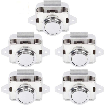Push Button Camper - Lock Latch Door Closer Cupboard Knob For Rv Motorhome Caravan 5 pcs Silver V1188-MS-227-1006