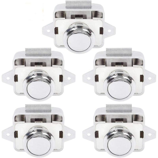 Push Button Camper - Lock Latch Door Closer Cupboard Knob For Rv Motorhome Caravan 5 pcs Silver V1188-MS-227-1006