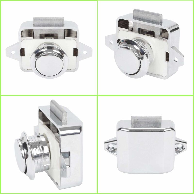 Push Button Camper - Lock Latch Door Closer Cupboard Knob For Rv Motorhome Caravan 5 pcs Silver V1188-MS-227-1006