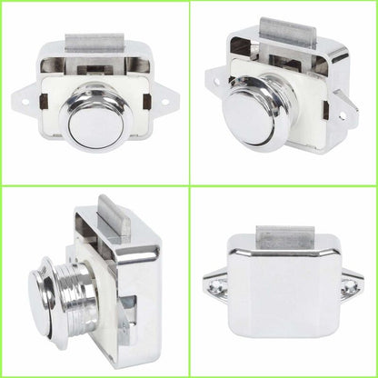 Push Button Camper - Lock Latch Door Closer Cupboard Knob For Rv Motorhome Caravan 5 pcs Silver V1188-MS-227-1006