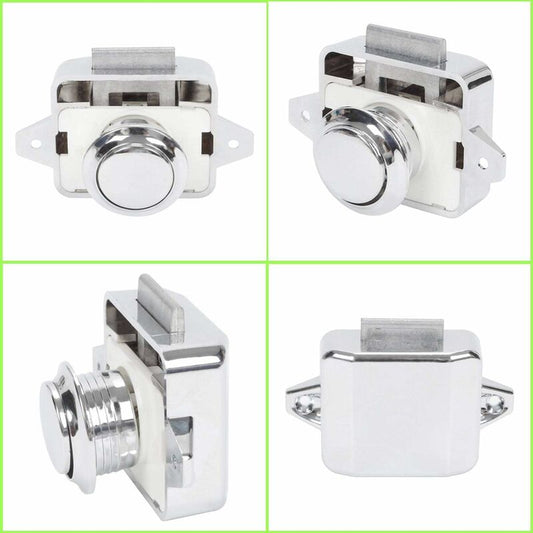Push Button Camper - Lock Latch Door Closer Cupboard Knob For Rv Motorhome Caravan 5 pcs Silver V1188-MS-227-1006