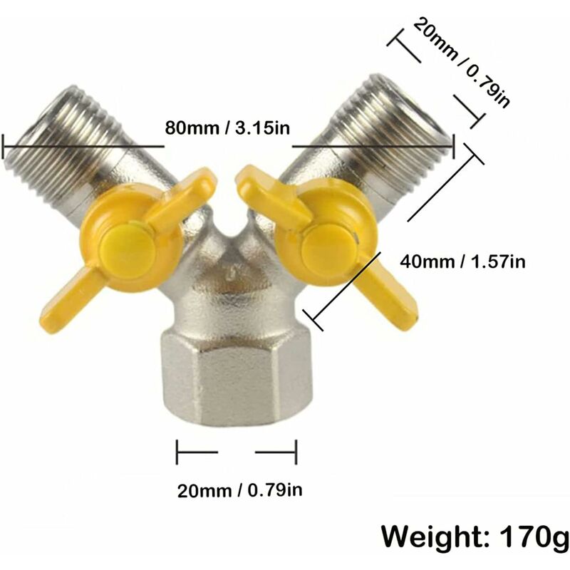 1/2" Switch Valve, Y-Shaped Three-Way Valve With Shut-Off Valve, Shower Head, Shower Arm, Washing Machine V1188-MS-227-1007