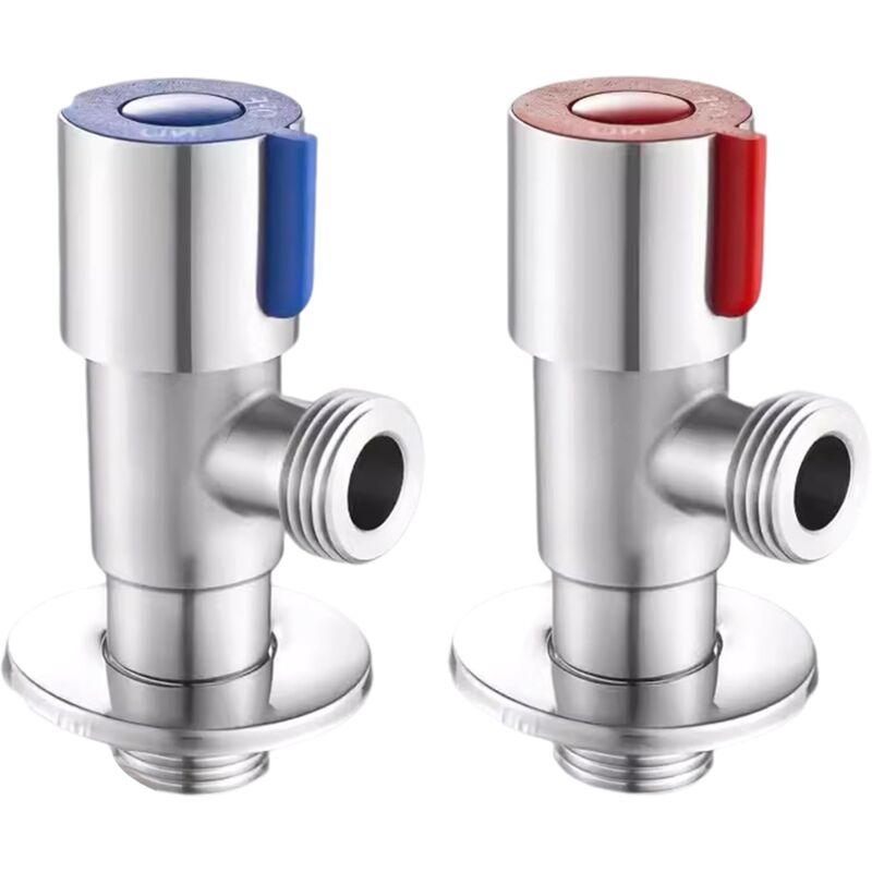 2 pcs Stainless Steel Faucet Angle Valve 1/2' Angle Valve Angle Control Valve For Bathroom, Kitchen, Toilet V1188-MS-227-1021