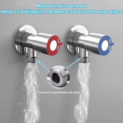 2 pcs Stainless Steel Faucet Angle Valve 1/2' Angle Valve Angle Control Valve For Bathroom, Kitchen, Toilet V1188-MS-227-1021