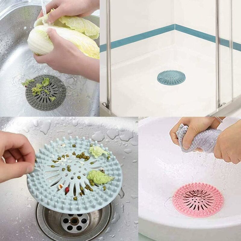 4 pcs Silicone Hair Filter, Universal Drain Protector Device, Can Be Used In Bathroom, Bathtub, Kitchen, Hair V1188-MS-227-1022