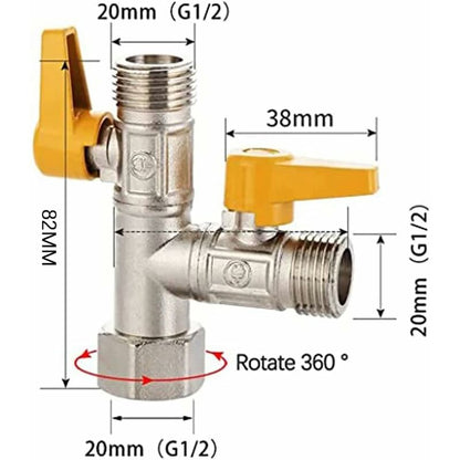 Brass Three Way Valve, Brass Three Way Shower Valve, Brass Three Way Valve, T Connection, Kitchen Or Bathroom V1188-MS-227-1026