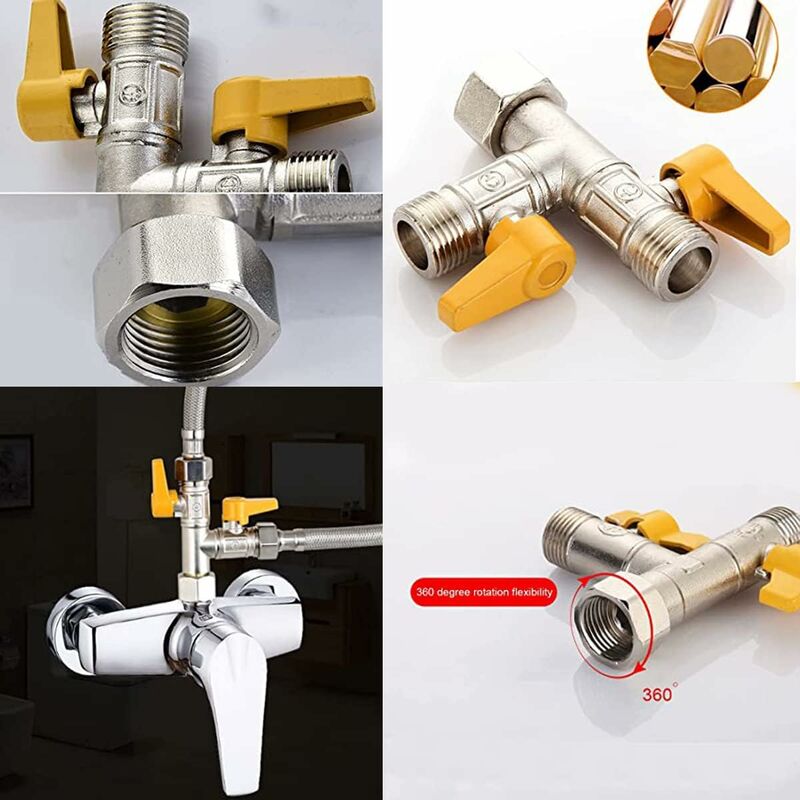 Brass Three Way Valve, Brass Three Way Shower Valve, Brass Three Way Valve, T Connection, Kitchen Or Bathroom V1188-MS-227-1026