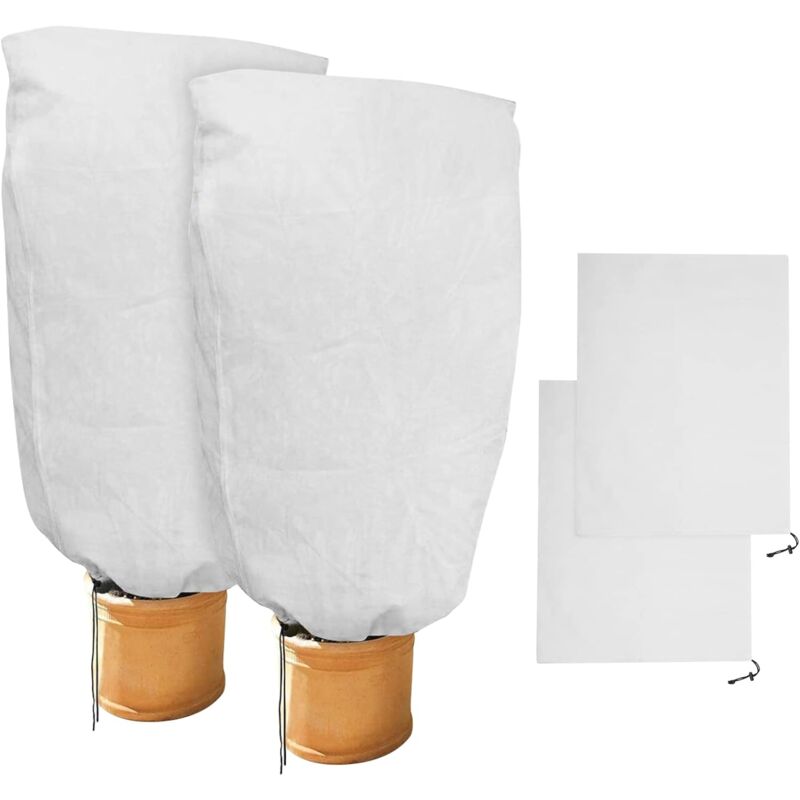 2 Pieces Plant Winter Protection Bags Winter Protection For Potted Plants, White, Solid, 100 X 80 Cm V1188-MS-227-1030