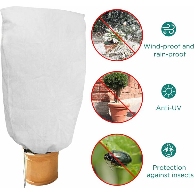 2 Pieces Plant Winter Protection Bags Winter Protection For Potted Plants, White, Solid, 100 X 80 Cm V1188-MS-227-1030