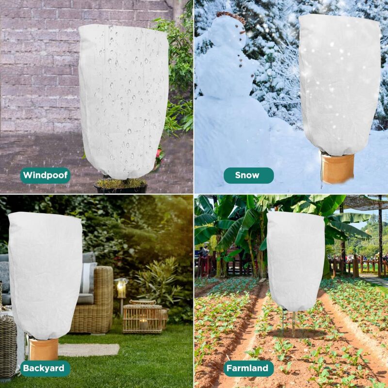 2 Pieces Plant Winter Protection Bags Winter Protection For Potted Plants, White, Solid, 100 X 80 Cm V1188-MS-227-1030