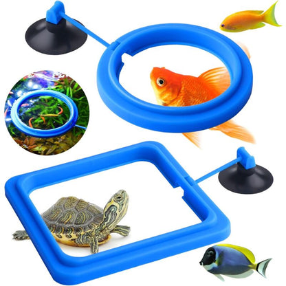 2 pcs Fish Feeding Rings Aquarium Feeder Food Feeding Ring For Guppy Betta Goldfish Blue V1188-MS-227-1033