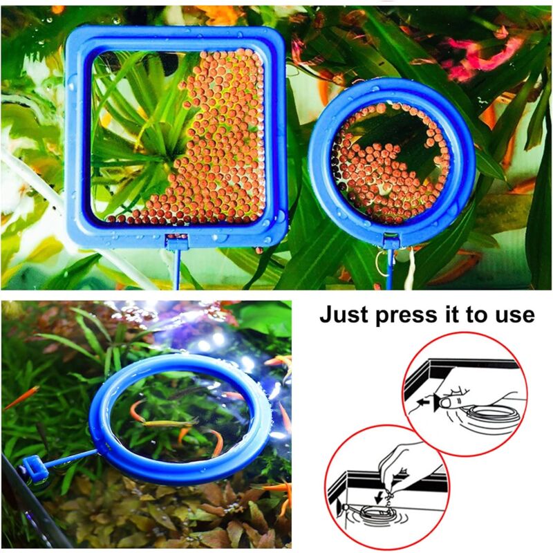 2 pcs Fish Feeding Rings Aquarium Feeder Food Feeding Ring For Guppy Betta Goldfish Blue V1188-MS-227-1033