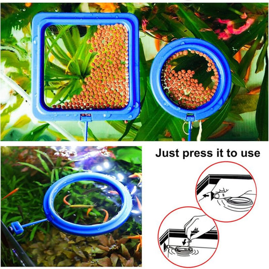 2 pcs Fish Feeding Rings Aquarium Feeder Food Feeding Ring For Guppy Betta Goldfish Blue V1188-MS-227-1033