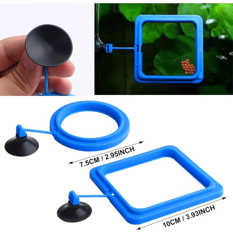 2 pcs Fish Feeding Rings Aquarium Feeder Food Feeding Ring For Guppy Betta Goldfish Blue V1188-MS-227-1033