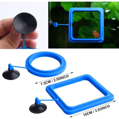 2 pcs Fish Feeding Rings Aquarium Feeder Food Feeding Ring For Guppy Betta Goldfish Blue V1188-MS-227-1033