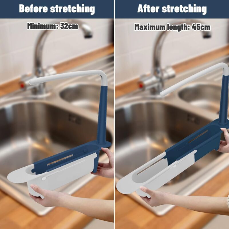 Sink Rack, Kitchen Sink Sponge Holder Telescopic Sink Storage Rack Freely Large Capacity Pp Expandable Sink V1188-MS-227-1035