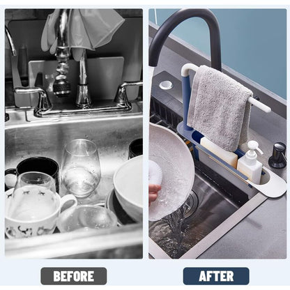 Sink Rack, Kitchen Sink Sponge Holder Telescopic Sink Storage Rack Freely Large Capacity Pp Expandable Sink V1188-MS-227-1035