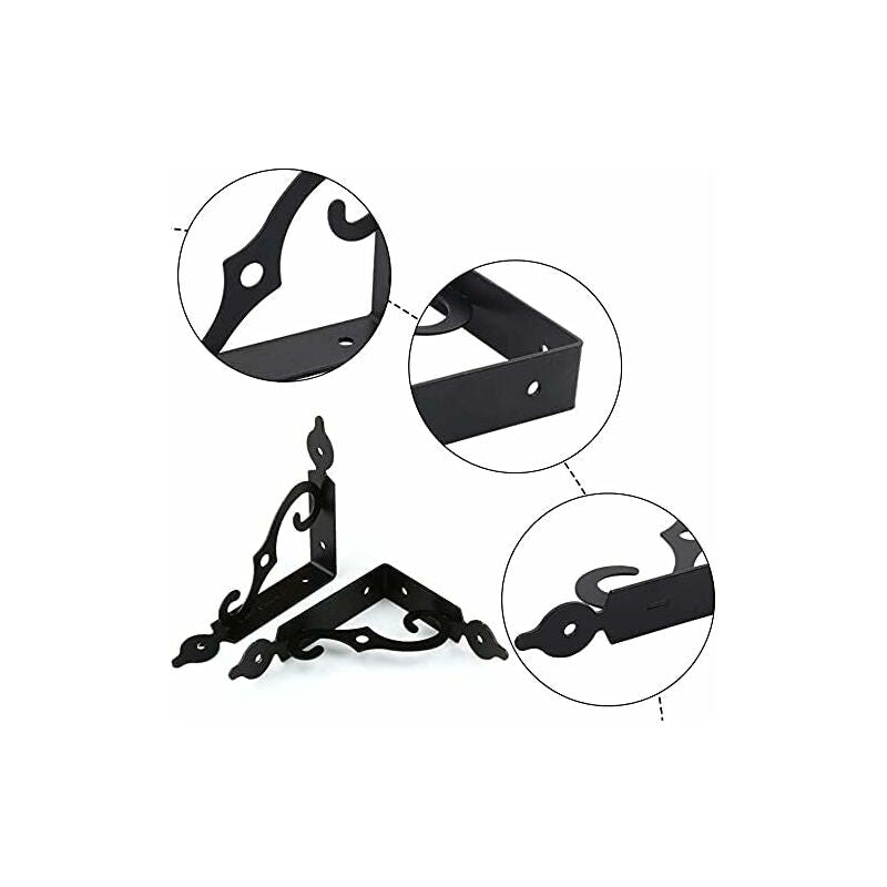 4 pcs Triangle Shelf Brackets Black Shelf Bracket Iron Wall Shelf Bracket Heavy Duty Shelf Brackets Wall V1188-MS-227-1045