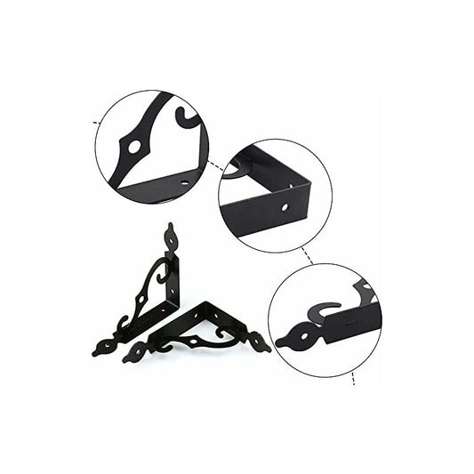 4 pcs Triangle Shelf Brackets Black Shelf Bracket Iron Wall Shelf Bracket Heavy Duty Shelf Brackets Wall V1188-MS-227-1045