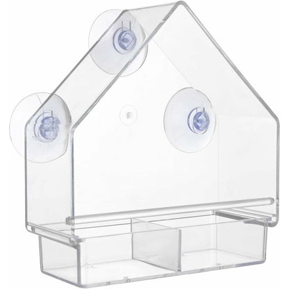 Clear Bird Feeder With Super Strong Suction Cups Removable Tray Refillable Weatherproof V1188-MS-227-1048