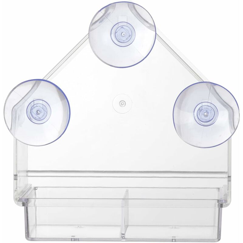 Clear Bird Feeder With Super Strong Suction Cups Removable Tray Refillable Weatherproof V1188-MS-227-1048