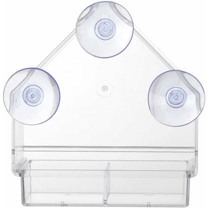 Clear Bird Feeder With Super Strong Suction Cups Removable Tray Refillable Weatherproof V1188-MS-227-1048