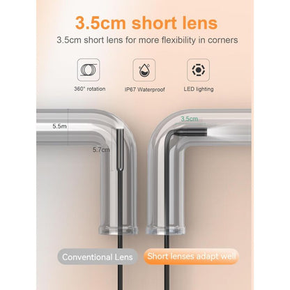 Endoscope Camera, 1080P Hd Endoscope, 2.4 Inch Ips Screen Pipe Inspection Camera, Ip67 Waterproof Camera, 5M V1188-MS-227-1049