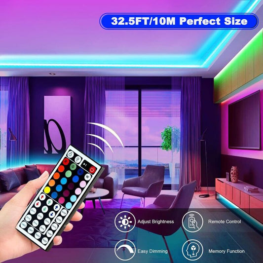 LED Strip 10M, LED Bedroom Rgb LED Strip Light LED Strip For Bedroom 300 LEDs 5050 Rgb Ip65 Waterproof 44 Key V1188-MS-227-1052