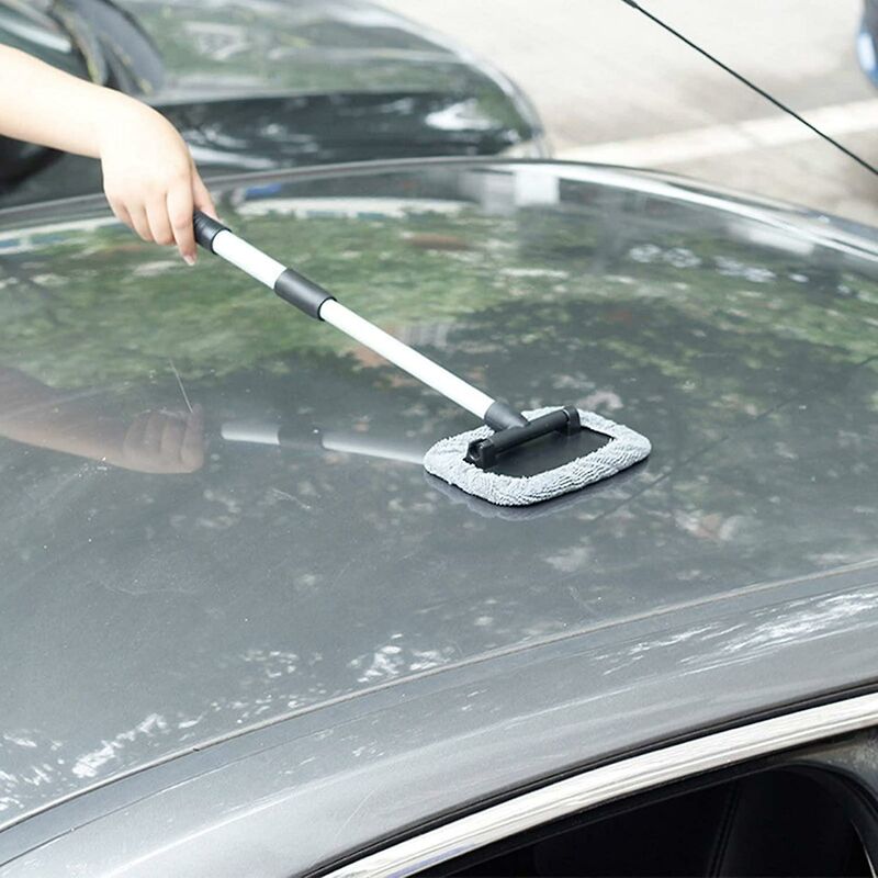 Windshield Cleaning Brush, Car Window Wash Brush With Extendable Handle Microfiber Pad 180 Degree ROtation V1188-MS-227-1054
