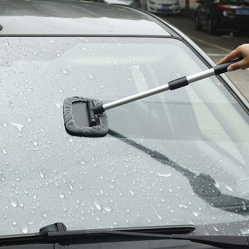 Windshield Cleaning Brush, Car Window Wash Brush With Extendable Handle Microfiber Pad 180 Degree ROtation V1188-MS-227-1054