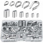 250 pcs 6 Sizes Aluminum Wire ROpe Thimbles Assortment Double Barrel Sleeves & 5 Size Thimbles For Wire ROpe V1188-MS-227-1058