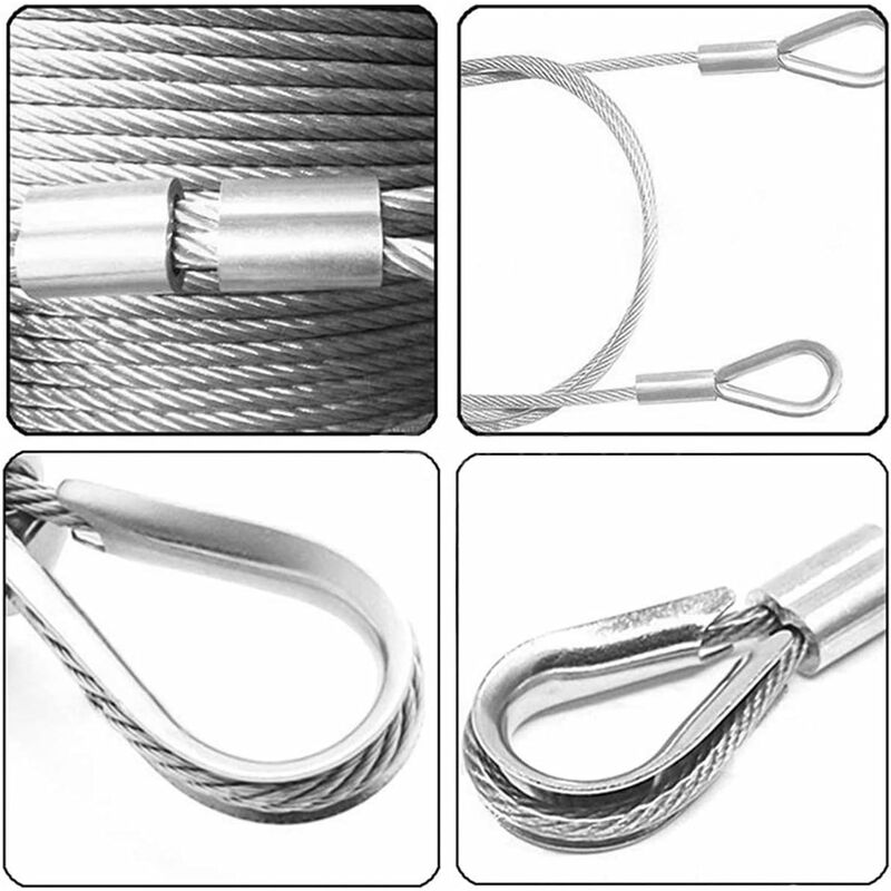 250 pcs 6 Sizes Aluminum Wire ROpe Thimbles Assortment Double Barrel Sleeves & 5 Size Thimbles For Wire ROpe V1188-MS-227-1058