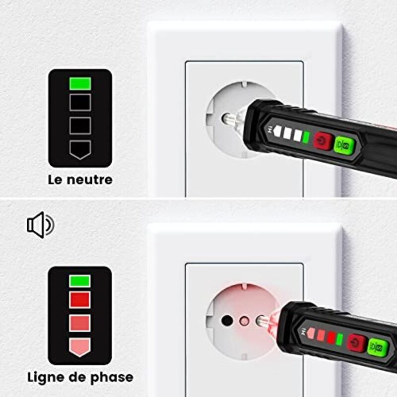 Non-Contact Voltage Detector, Voltage Tester With Adjustable Sensitivity Non-Contact Voltage/Phase Tester, V1188-MS-227-1063