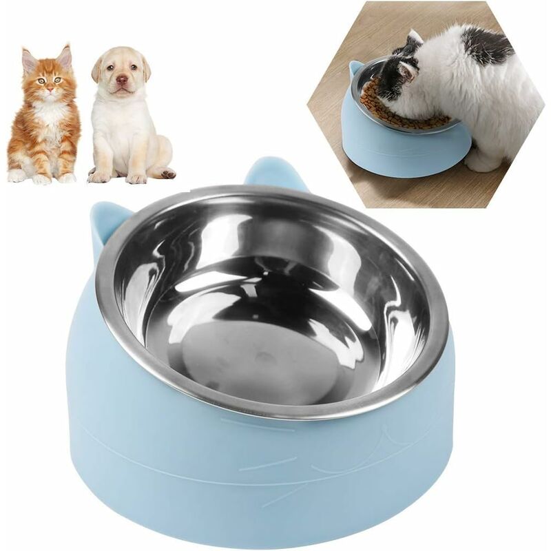 Cat Bowl, Pet Bowl Set, Raised And Tilted Cat Bowl, Small Dog Bowl, Removable Cat And Dog Bowl, 15 degrees V1188-MS-227-1065
