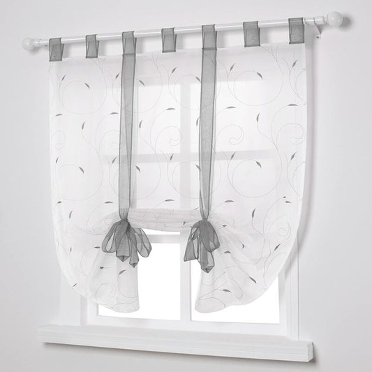 Window Embroidery ROman Blinds Sheer Curtains Decoration For Bedroom Balcony Kitchen, Grey, 80Cmx140Cm V1188-MS-227-1066