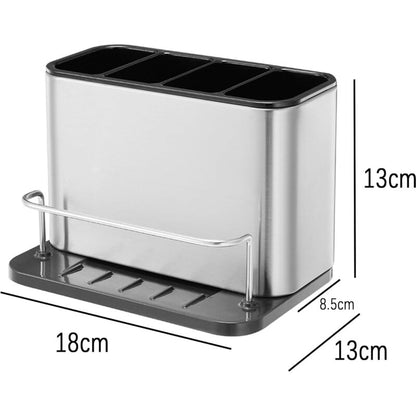 Cutlery Drainer, Fork Spoon Organizer Rack With 4 Compartments With Drainer, For Knife And Fork, Spoon, Sink V1188-MS-227-1068