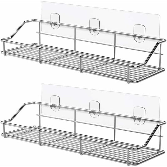 Shower Caddy Bathroom Shelf Basket Toilet Kitchen Spice Rack Sus304 Stainless Steel No Drilling - 2 Pack V1188-MS-227-1070